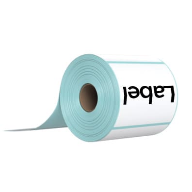 A roll of label paper with the word 