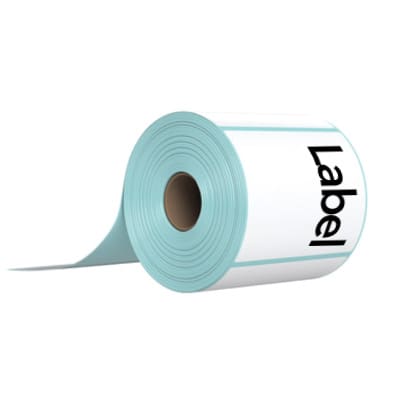 A roll of label paper with the word 