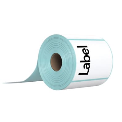 A roll of label paper with the word 
