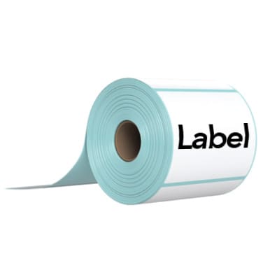 A roll of label paper with the word 